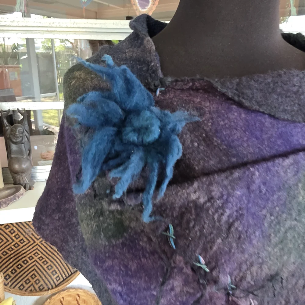 Handmade Nuno Felted Wool Scarf Artisan Boho Chic Bohemian Collar Artsy